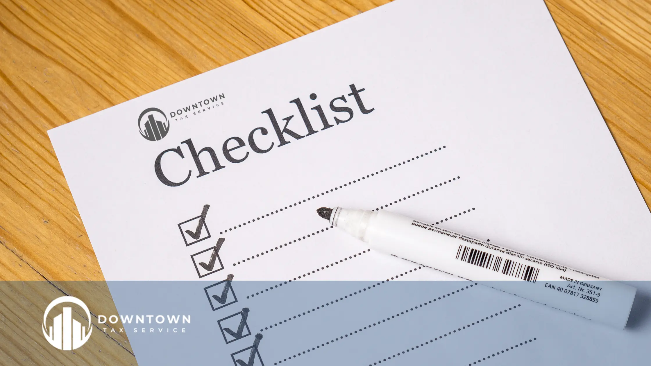 A tax appointment checklist with organized tax documents and forms